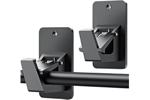 UZEXYO 2 PCS Curtain Pole Brackets, No Drill Curtain Pole Holders, Stick on Curtain Rail, Nail-Free Hooks for Bathroom, No Screws Curtain Pole, Black