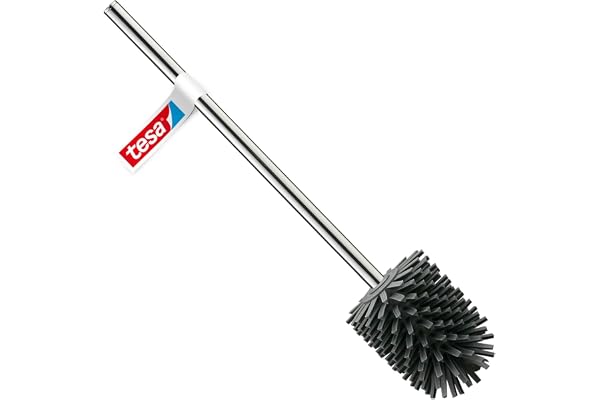 tesa toalettborste i silikon - 37,4 cm x 7,1 cm x 7,4 cm - mörkgrå | Hygienisk reservtoalettborste - passar alla tesa toalettborstset - handtag av förkromad metall