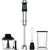 Cecotec Power TitanBlack 1200 XL Cream&amp;Crush Hand Blender, 1200 W Power, CrossBlades Technology, XL Stand, Splash Guard, Adju