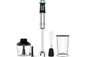 Cecotec Mixeur plongeant Power TitanBlack 1200 XL Cream&Crush. 1200 W, Lames de 4 feuilles revêtues en titane noir, Pied XL, Cloche anti-éclaboussures et un sélecteur de Vitesse progressif