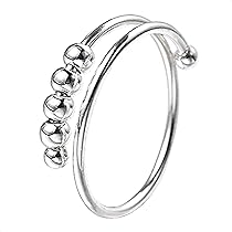 Anello Anti-Ansia In Argento Sterling 925 | Anxiety Ring Con Perline Girevoli | Regolabile Per Donne E Uomini - Foto 3