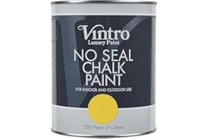 VINTRO PAINT Vintro | No Seal Chalk Paint | Yellow | Interior & Exterior Use | Furniture | Walls | Wood | Metal | 1 Litre (Sunflower)