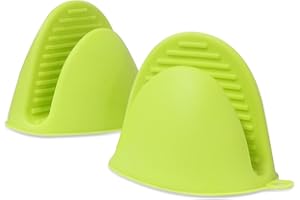 CHICSOLIS 1 Paar Mini Ofenhandschuhe Anti-Rutsch Hitzebeständige: Silikon Ofenhandschuhe Topflappen Handschuh Mini Ofen Mitts - Kleine Topfhandschuhe zum Backen Kochen BBQ Grillen grün