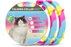 WEALLIN Collare Calmante per Gatti, Regolabile e Impermeabile Collari Calmanti, 60 Giorni di Protezione, Rilievo di Ansia Collare ai Feromoni per Gatti di Taglia Piccola, Media e Grande(2pz）, Arcobaleno