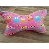 Leseknochen Nackenstütze Nackenrolle Buchstütze Relaxing Neck Pillow Tabletstütze Lagerungskissen bunte Eulen Uhu Sterne pink
