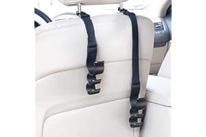 Kocusu Lot de 2 crochets d'appui-tête de voiture réglables pour appuie-tête de voiture, jusqu'à 15 kg, pour sacs de courses, organiseur, sac, parapluie