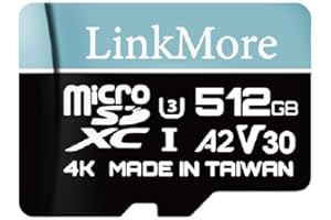 LinkMore Carte Micro SDXC 512 Go, XV23 Lite, A2, UHS-I, U3, V30, Compatible Classe 10, Vitesse de Lecture jusqu'à 100 Mo/s, Vitesse d'écriture jusqu'à 85 Mo/s, Adaptateur SD Inclus