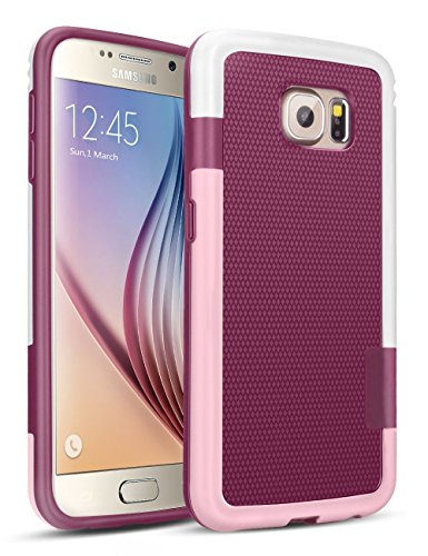 Galaxy S6 Funda -  Ultra Hybrid  HanLuckyStars Funda Carcasa Case TPU Matte Shell Exact Bumper Tope Shock Protecci  n Gota Anti-Ara  azos   Choque Absorci  n Borrar Espalda para Samsung Galaxy S6  RojoVino 