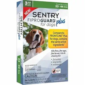 Sentry 3 Count Fiproguard Plus for Dogs Squeeze-On, 23-44-Pound