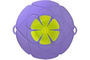 Gehanico Silicone Anti-Spill Pot Lid Spill Stopper Lid Multi-Function Kitchen Tool Home Kitchen Dust-Proof And Splash-Proof Boiling Silicone Cap Sub-Flower Type Anti-Spill Pot Lid (Purple)