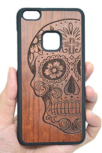 Cassa di Legno di Huawei P10 Lite, PhantomSky[Serie di Lusso] Qualit Ã  Premium Cover in BambÃ¹ / Legno Naturale per il tuoÂ Smartphone (Teschio Palissandro e PC)