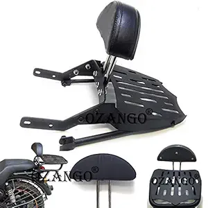 OZANGO Bike ZL06 Harley Style Luggage Carrier Backrest with Cushion Support Adjustable Backrest Black Bar Compatible for Royal Enfield Classic Battle Green 350