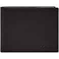 Fossil Mens Derrick Leather RFID Bifold Bifold Passport Case with Removable Card Holder - Black