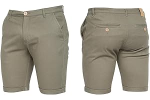 Crosshatch Mens Stretch Slim Fit Chino Shorts with Pockets for Summer, Holiday, Golf by Jeanbase