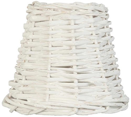 Clayre & Eef 6LAK0256W Lampenschirm Rattan weiß ca. Ø 14 x 12 cm E27