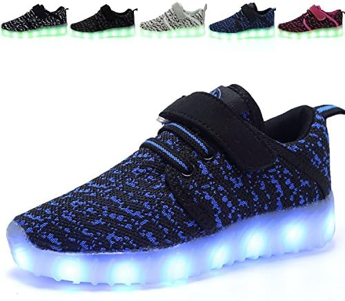 TULUO children&amp;Boys&amp;Girls LED Shoes USB Charging Sneakers Kids Flashing Trainers Blue1 31 EU