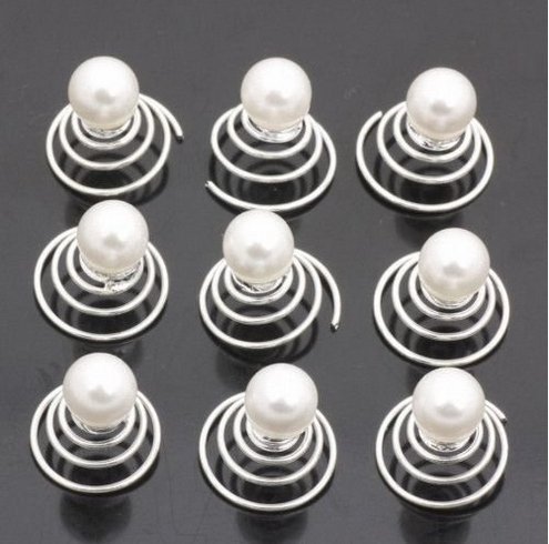 Musuntas - Bellissime forcine per capelli bianche a spirale, per acconciature da sposa, 12 pezzi