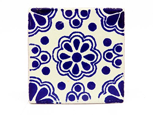 Preisvergleich Produktbild mexikanische Fliesen 5x5cm - Keramik handgefertigt - Fair Trade (Lace azul)