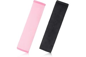 DULSPUE copri cintura di sicurezza auto,copricintura auto,cinture di sicurezza auto,ferma cintura di sicurezza auto,Coprispalle per auto in peluche super morbido da 2 pezzi (rosa nero)