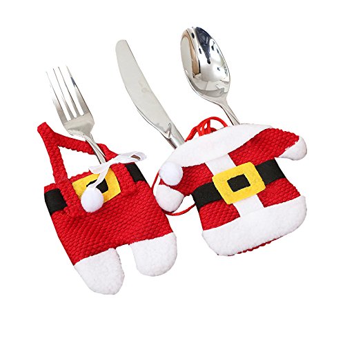 csdsotre Kerstmis bestekbak tassen 12 pc ’s Sankt-beroep Kerstmis decoratie bestek kostuum kleine broeken en kleding bestek-sets (12 stücke)