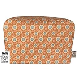 Cozycoverup Housse anti-poussière pour grille-pain en terre cuite Motif floral Orange 4 tranches XL 20 cm (H) x 30 cm (D) x 30 cm (L)