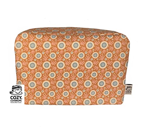 Cozycoverup Housse anti-poussière pour grille-pain en terre cuite Motif floral Orange 4 tranches XL 20 cm (H) x 30 cm (D) x 30 cm (L)