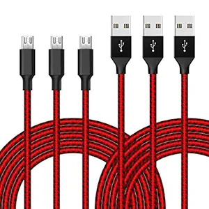 6FT Micro USB Cable Android Charging Cable Fast Phone Charger Cord Compatible with Kindle Fire 7/8 Tablet/Fire Stick,Samsung Galaxy S7 S6 Edge,Galxy Tab A 10.1,Xbox Controller,Playstation 4(Red Black)