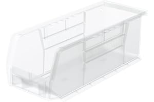 Akro-Mils 30224 Stapelbarer AkroBin aus Kunststoff, 27,9 x 10,2 x 10,2 cm, transparent, 12 Stück