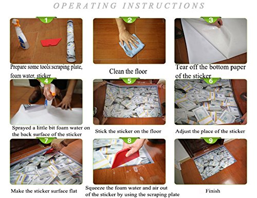 Ungfu Mall 1 PC 3D Badezimmer Wasserdicht Cobblestone Muster Fußboden-Aufkleber Anti Slip Waschbar Dusche-Raum-Dekor - 5