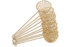 JADE TEMPLE 10er Pack Fondue-Sieb, Ø 6cm, L 22cm, goldfarben, Sieblöffel für Feuertopf, Mongolentopf