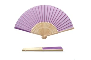 OLILLY - 50 abanicos de calidad de tela lavanda y bambú (lavanda, 50 abanicos)