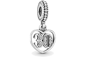 CWONE DESIGNS Womens Sterling Silver Milestone Birthday Charms - S925 Special Moments Love Heart Pendant Charms for Pandora Bracelets