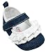 Girls Baby Denim Blue Lace Trim Velcro Pram Shoes Pumps sizes from Newborn to 12 Months