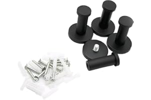 WJUAN 4 Pcs Black Round Wall Hooks, 53 mm Concealed Coat Hooks Suitable for Installation in The Kitchen, Bathroom, Study and Master Bedroom to Hang Objects