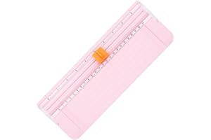 GELUODE Mini coupe-papier portable A4, outil de scrapbooking avec protection de sécurité et règle latérale pour papier, photos et étiquettes (rose)