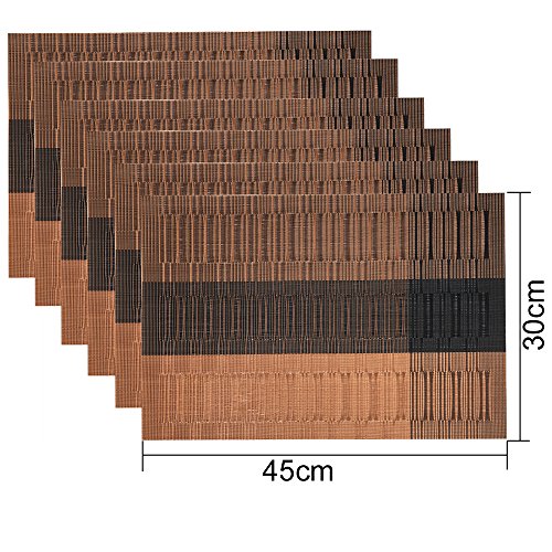 GODTEN Tischsets Abwaschbar , 6er-Set Platzsets Abgrifffeste Hitzebeständig, Rutschfeste und Leicht zu Reinigen PVC Platzdeckchen, Platz Matten für küche Speisetisch, 30x45cm (6er, A1) - 2