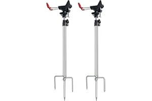 ‎LEEKO Leeko Rutenhalter, Angelrute Halter 2 Stück Edelstahl Universal Ruten Ständer 360°Verstellbar Angelrutenhalter Angelzubehör Boden Tragbar und Abnehmbar