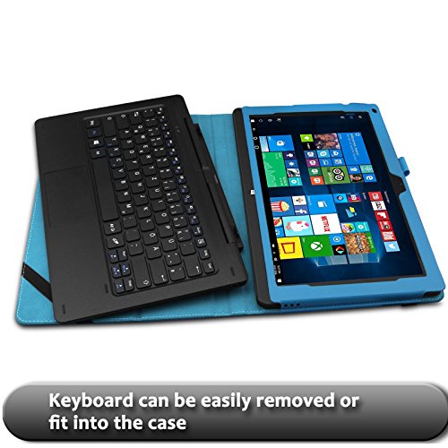 TrekStor SurfTab twin 11.6 Hülle Case -Infiland Slim Fit Folio PU-lederne dünne Kunstleder Schutzhülle Cover Tasche für TrekStor SurfTab twin 11.6 Volks-Tablet, 29,5 cm (11.6 Zoll 2in1 Tablet-PC) (mit Auto Schlaf / Wach Funktion,Tablet und Tastatur sind nicht entgehaltet) (Hellblau) - 5