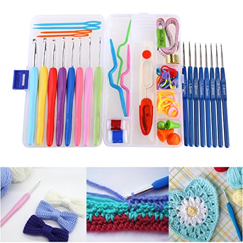 NUOLUX Häkelnadeln,Häkelnadel set, Crochet Kit Häkelnadeln Stricknadeln 16 Stück