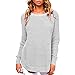 Produktbild Swallowuk Strickpullover Damen Lange Ärmel Gestrickt Sweatshirt Jumper Strickwaren Oben Bluse Frauen Winterpullover Winterpulli Strickpullis Sweater Strickpulli (L, Grau)