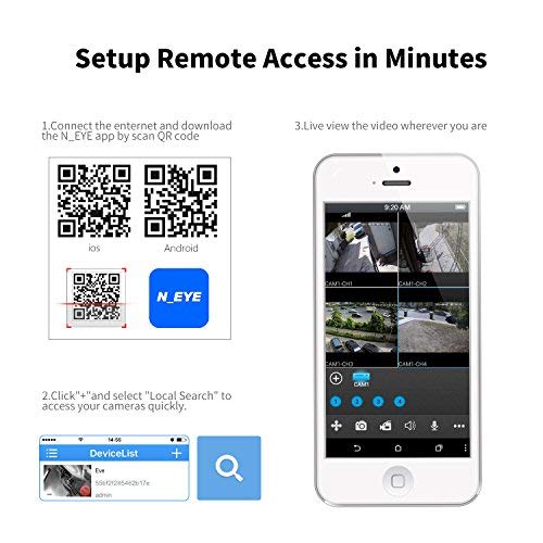 DEFEWAY Cámaras de Vigilancia Seguridad Exterior, 4CH 1080N AHD DVR 4 720P 1.0MP cámara,Impermeable，Detección de Movimiento, Alarma por Correo electrónico, NO HDD