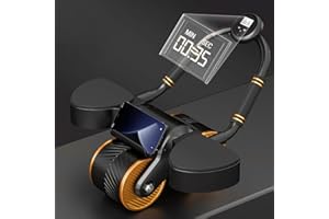 AZAZAZA Ab Roller Exercise Wheel, Automatic Rebound Abdominal Wheel with Timer Knee Pat, Plank Ab Roller Wheel for Core Trainer, Gym Equipment Ab Roller for Strength Training Home