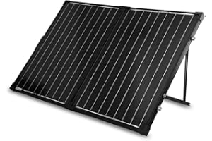 Renogy Panel Solar portátil de 100 W y 12 voltios para Central eléctrica, Maleta Plegable de 100 W con Soporte Ajustable, Cargador Solar para Caravana, Camping, Sistema Fuera de la Red, Color Negro