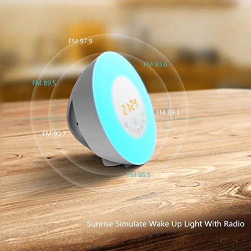 ORSEN Wake-up Light,Lichtwecker,Aufwachen mit Licht,6 natürlichen Wecktöne,Sonnenaufgang Sonnenuntergang Simulation,Schlaflicht,Kinderwecker mit FM Radio Funktion. - 3