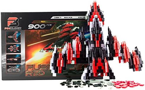 Pinblock Fusion Jet ''Red'' - Creative Smart Building Set for Boys and Girls with 900 Interlocking and Rotating Blocks, 2-in-1 Manual Included