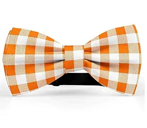 RR Design Cute Soft Dog with Bowtie, Detachable Adjustable Bow Tie Collar Pet Gift - Orange Plaid (L)