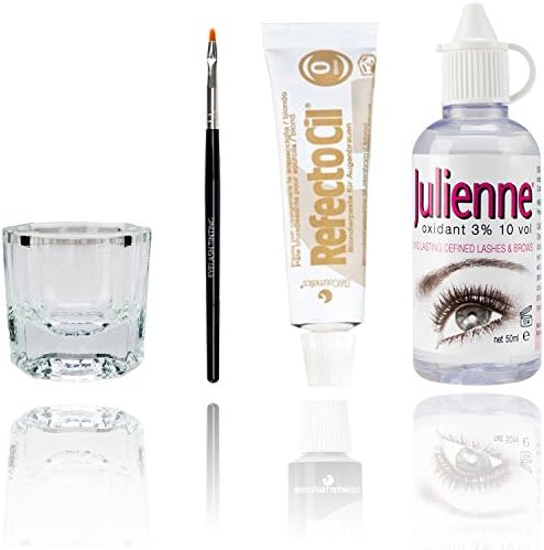 RefectoCil Eyelash &amp; Eyebrow Tint Dye KIT with Brush, Mixing Dish &amp; Julienne Developer - Long Lasting, up to 6 Weeks (Blonde)