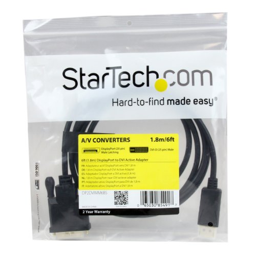 StarTech DP2DVIMM6BS Adapter (DisplayPort auf DVI, 1,8m) - 6