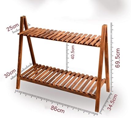HJHY® Flower racks, Solid wood Flower shelf Shelf balcony Multilayer Carbon baking color 66 x 34.5 x 69.5 cm Corrosion-resistant, durable ( Size : 86*34.5*69.5cm )