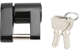 ARAMOX Candado para Remolque Negro 1/4 Pulgadas Antirrobo con 2 Llaves para Camión Caravana Enganche Conector Candado Pequeño Aleación
